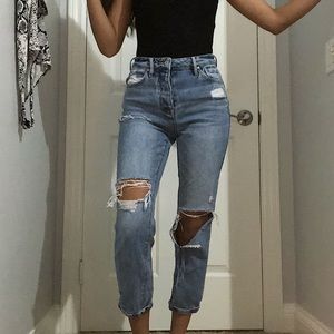 PACSUN Boyfriend Ripped Denim Jeans